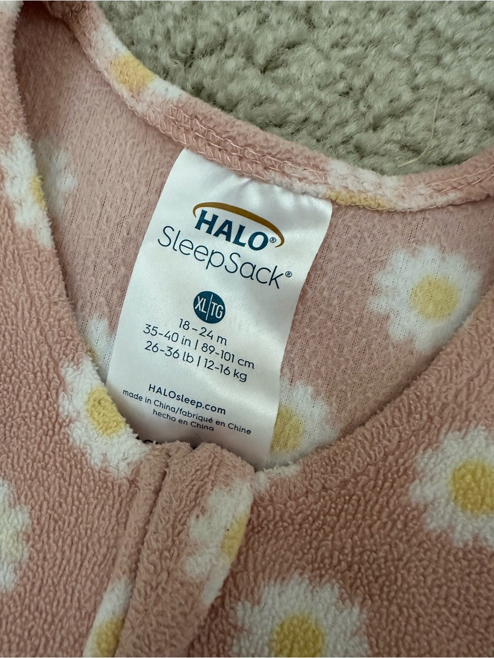 Halo Pink Daisy Micro-Fleece SleepSack Zippered Sleeper
